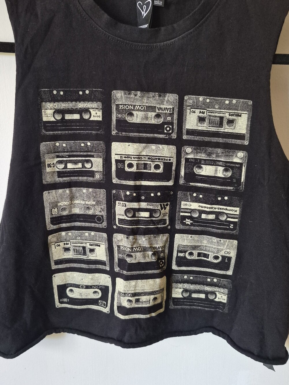 Windsor Black Girls Tank with Retro Cassette Graphic